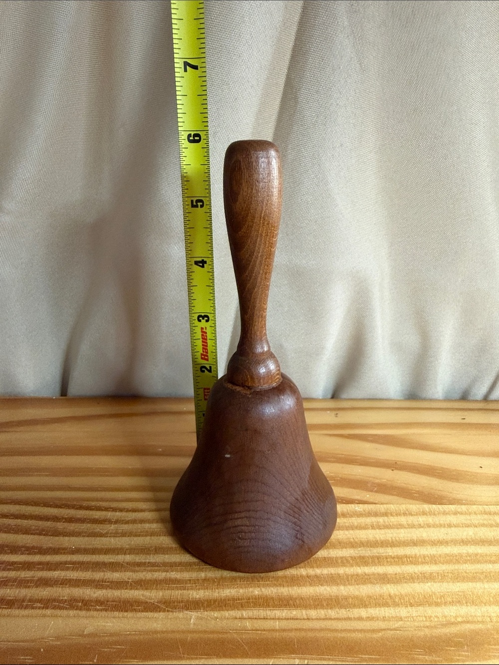 Vintage Wooden Hand Bell - Rustic Farmhouse Decor 6"